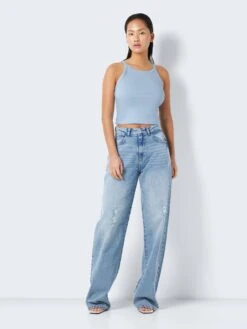 Noisy May RIBBED HALTER NECK TOP -Noisy May Shop 27020104 Cerulean 004