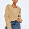 Noisy May KNITTED V-NECK PULLOVER -Noisy May Shop 27020930 IrishCream 007