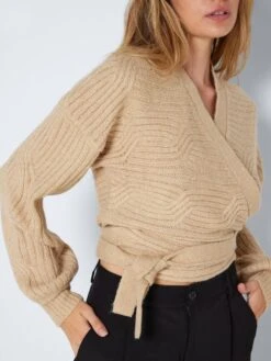 Noisy May KNITTED WRAP PULLOVER -Noisy May Shop 27021097 IrishCream 006