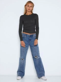 Noisy May LONG SLEEVED RUCHED TOP -Noisy May Shop 27021286 Black 004