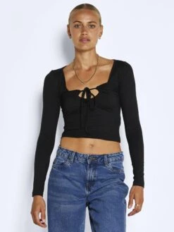 Noisy May LONG SLEEVED TIE TOP -Noisy May Shop 27021425 Black 003