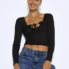 Noisy May LONG SLEEVED TIE TOP -Noisy May Shop 27021425 Black 007