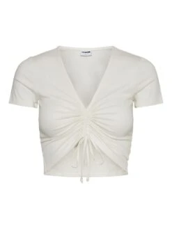 Noisy May CROPPED RUCHED TOP -Noisy May Shop 27021482 BrightWhite 001