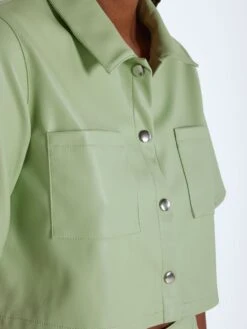 Noisy May COATED CROPPED SHIRT -Noisy May Shop 27021976 SmokeGreen 006