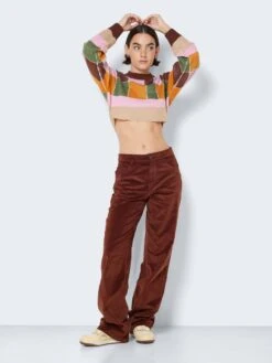 Noisy May CROPPED MULTI-COLOURED KNITTED PULLOVER -Noisy May Shop 27022235 DesertSun 971365 004