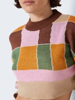 Noisy May CROPPED MULTI-COLOURED KNITTED PULLOVER -Noisy May Shop 27022235 DesertSun 971365 006