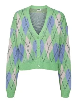 Noisy May CHEQUERED KNITTED CARDIGAN -Noisy May Shop 27023280 AbsintheGreen 987777 001