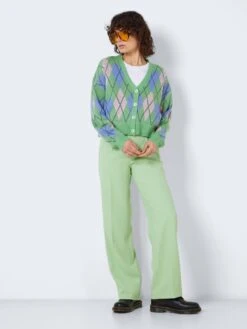 Noisy May CHEQUERED KNITTED CARDIGAN -Noisy May Shop 27023280 AbsintheGreen 987777 004