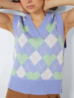 Noisy May CHEQUERED KNITTED TOP -Noisy May Shop 27023281 Jacaranda 987780 006