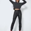 Noisy May HIGH WAISTED COATED TROUSERS -Noisy May Shop 27023294 Black 007