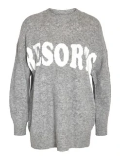 Noisy May LONG KNITTED PULLOVER -Noisy May Shop 27023330 MediumGreyMelange 1081289 001