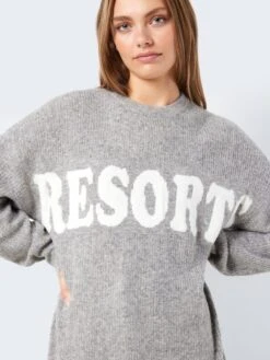Noisy May LONG KNITTED PULLOVER -Noisy May Shop 27023330 MediumGreyMelange 1081289 006