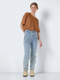 Noisy May NMJULY QUILTED MOM JEANS -Noisy May Shop 27023606 MediumBlueDenim 004