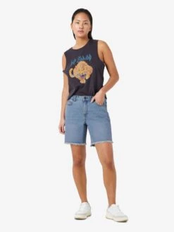 Noisy May NORMAL WAISTED FRILL DENIM SHORTS -Noisy May Shop 27024243 LightBlueDenim 004