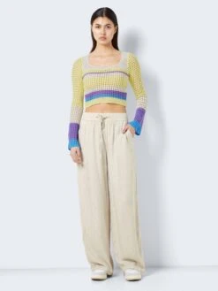 Noisy May CROCHET-LIKE PULLOVER -Noisy May Shop 27024301 PaleLimeYellow 1012574 004