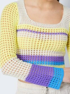 Noisy May CROCHET-LIKE PULLOVER -Noisy May Shop 27024301 PaleLimeYellow 1012574 006