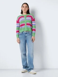 Noisy May STRIPED KNITTED CARDIGAN -Noisy May Shop 27024603 AbsintheGreen 1014395 004