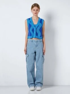 Noisy May SLEEVELESS KNITTED CARDIGAN 10 Noisy May SLEEVELESS KNITTED CARDIGAN -Noisy May Shop 27024610 AzureBlue 1015438 004