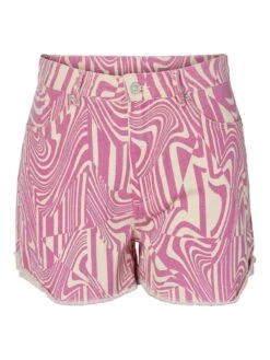 Noisy May HIGH WAISTED PRINTET DENIM SHORTS -Noisy May Shop 27024681 BrazzilianSand 1021052 001