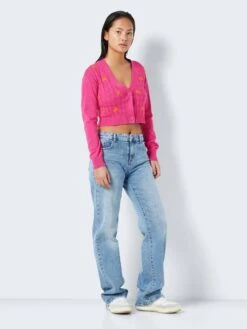 Noisy May EMBROIDERED CARDIGAN -Noisy May Shop 27024957 PinkYarrow 1036142 004