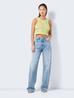 Noisy May EMBROIDERED KNITTED TOP -Noisy May Shop 27024958 PaleLimeYellow 1020961 004