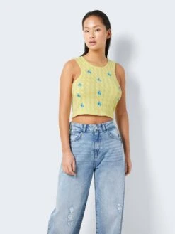 Noisy May EMBROIDERED KNITTED TOP