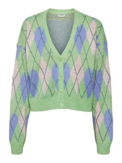 Noisy May CURVE CHEQUERED KNITTED CARDIGAN -Noisy May Shop 27024970 AbsintheGreen 1021080 001