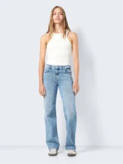 Noisy May NMYOLANDA NORMAL WAISTED WIDE LEG JEANS -Noisy May Shop 27025064 LightBlueDenim 004