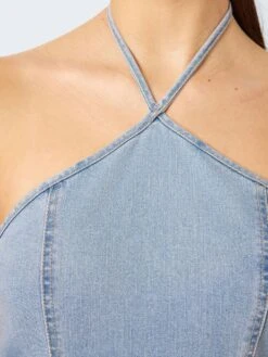 Noisy May HALTERNECK DENIM DRESS -Noisy May Shop 27025135 LightBlueDenim 006