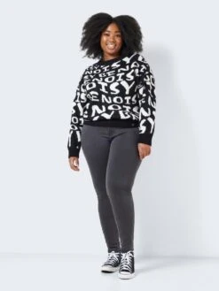 Noisy May CURVE LOGO KNITTED PULLOVER -Noisy May Shop 27025537 Black 1030229 004