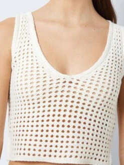 Noisy May KNITTED V-NECK TOP -Noisy May Shop 27025925 Eggnog 006