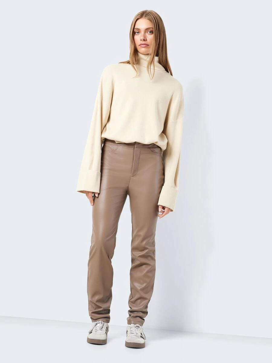 Noisy May CROPPED FAUX LEATHER TROUSERS 3 Noisy May CROPPED FAUX LEATHER TROUSERS
