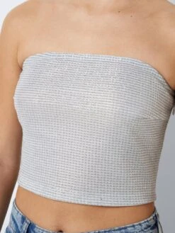 Noisy May STRAPLESS GLITTER TOP -Noisy May Shop 27027005 Silver 006