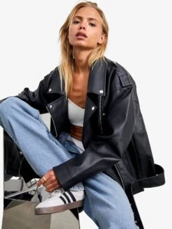 Noisy May OVERSIZE FAUX LEATHER JACKET -Noisy May Shop 27027014 Black 008