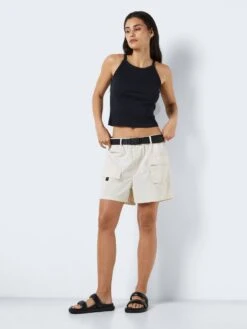 Noisy May HIGH WAISTED CARGO SHORTS -Noisy May Shop 27027020 Oatmeal 004