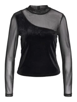 Noisy May VELVET MESH TOP -Noisy May Shop 27028371 Black 001