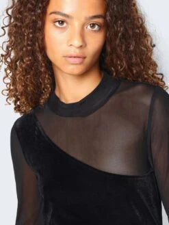 Noisy May VELVET MESH TOP -Noisy May Shop 27028371 Black 006