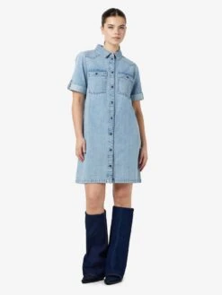 Noisy May SHORT SLEEVED DENIM DRESS -Noisy May Shop 27030041 LightBlueDenim 004