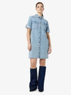 Noisy May SHORT SLEEVED DENIM DRESS -Noisy May Shop 27030041 LightBlueDenim 007