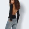 Noisy May LONG SLEEVED OPEN BACK TOP -Noisy May Shop 27031147 Black 007