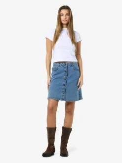 Noisy May NMRONNIE A-LINE SKIRT -Noisy May Shop 27032521 LightBlueDenim 004