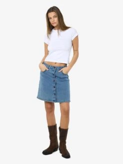 Noisy May NMRONNIE A-LINE SKIRT -Noisy May Shop 27032521 LightBlueDenim 007
