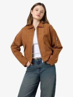 Noisy May FAUX SUEDE BOMBER JACKET -Noisy May Shop 27034475 ToastedCoconut 007