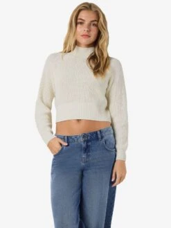 Noisy May HIGH NECK KNITTED JUMPER -Noisy May Shop 27034807 Eggnog 007